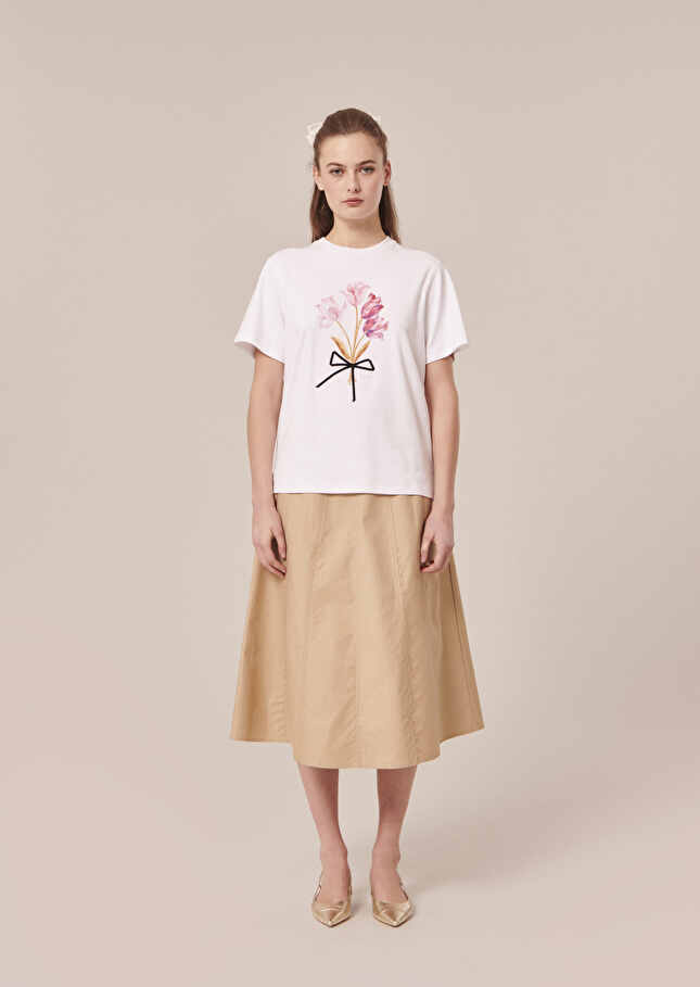 T-Shirt Taraflowersblanc en jersey double