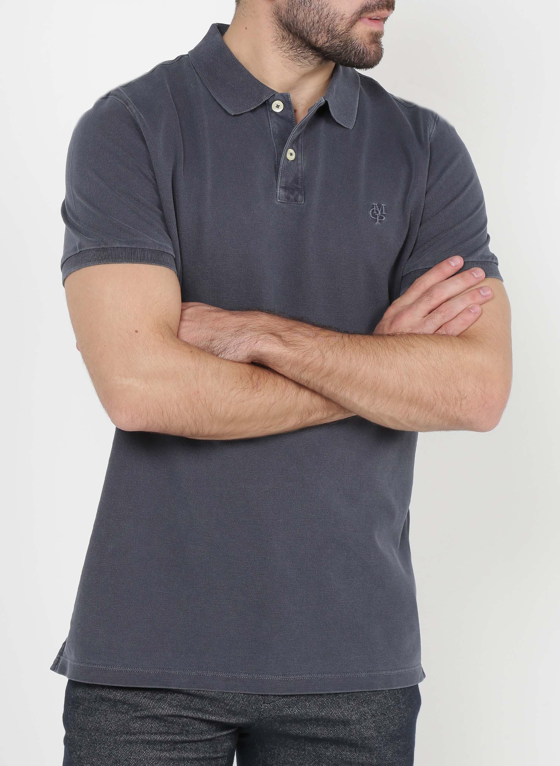 Polo regular-fit brodé en coton piqué | Bleu