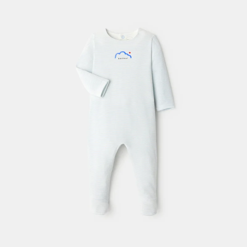 Dors-bien en velours rayé bleu bébé mixte Bleu