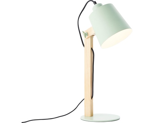 Tafellamp, 1-lichts, H 51,5 cm, draaibaar, beuken/mint/mat