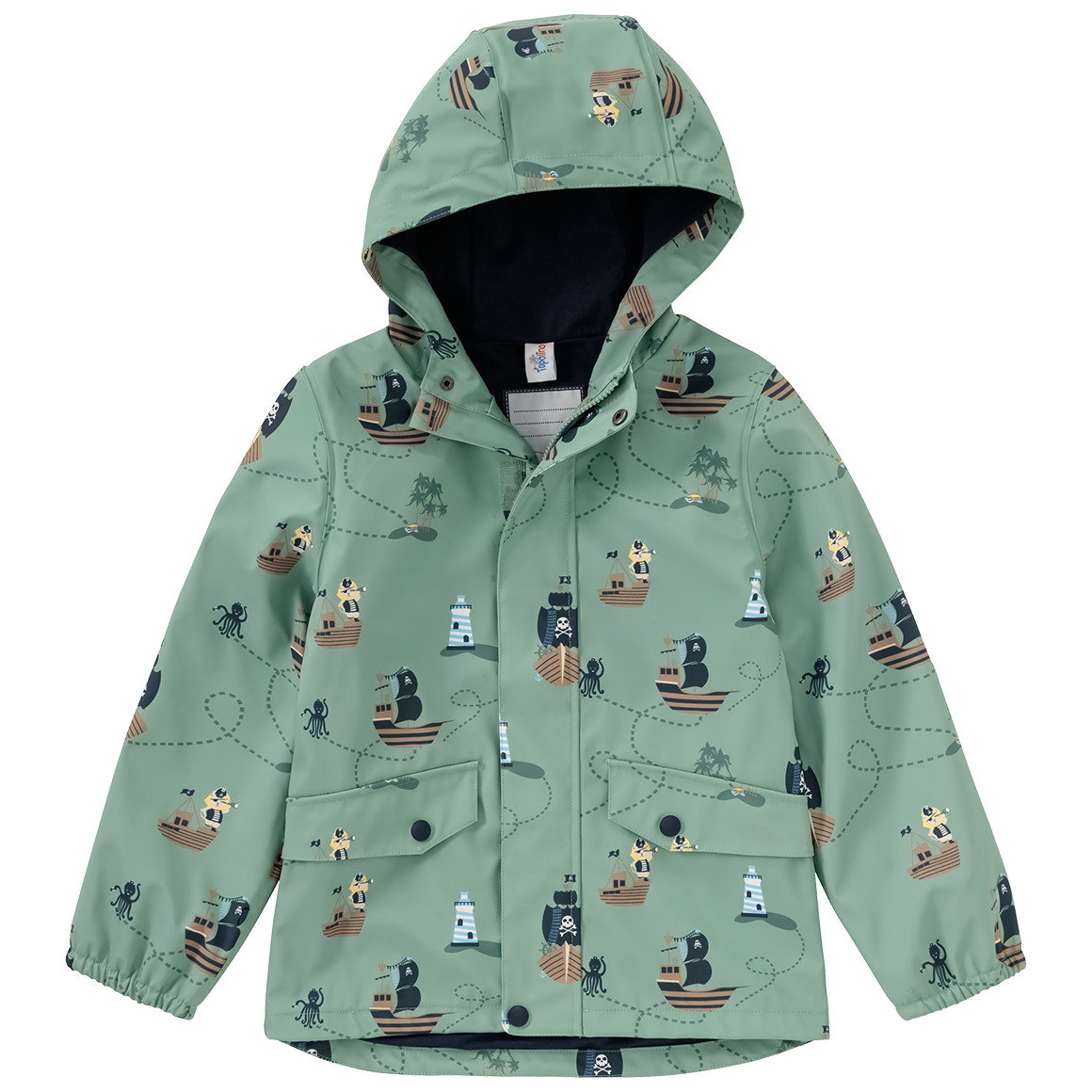 Topolino Jungen Regenjacke mit Piraten-Motiven oliv