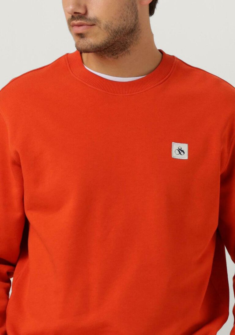 SCOTCH & SODA rode scotch & soda trui essentials logo badge crew neck sweat