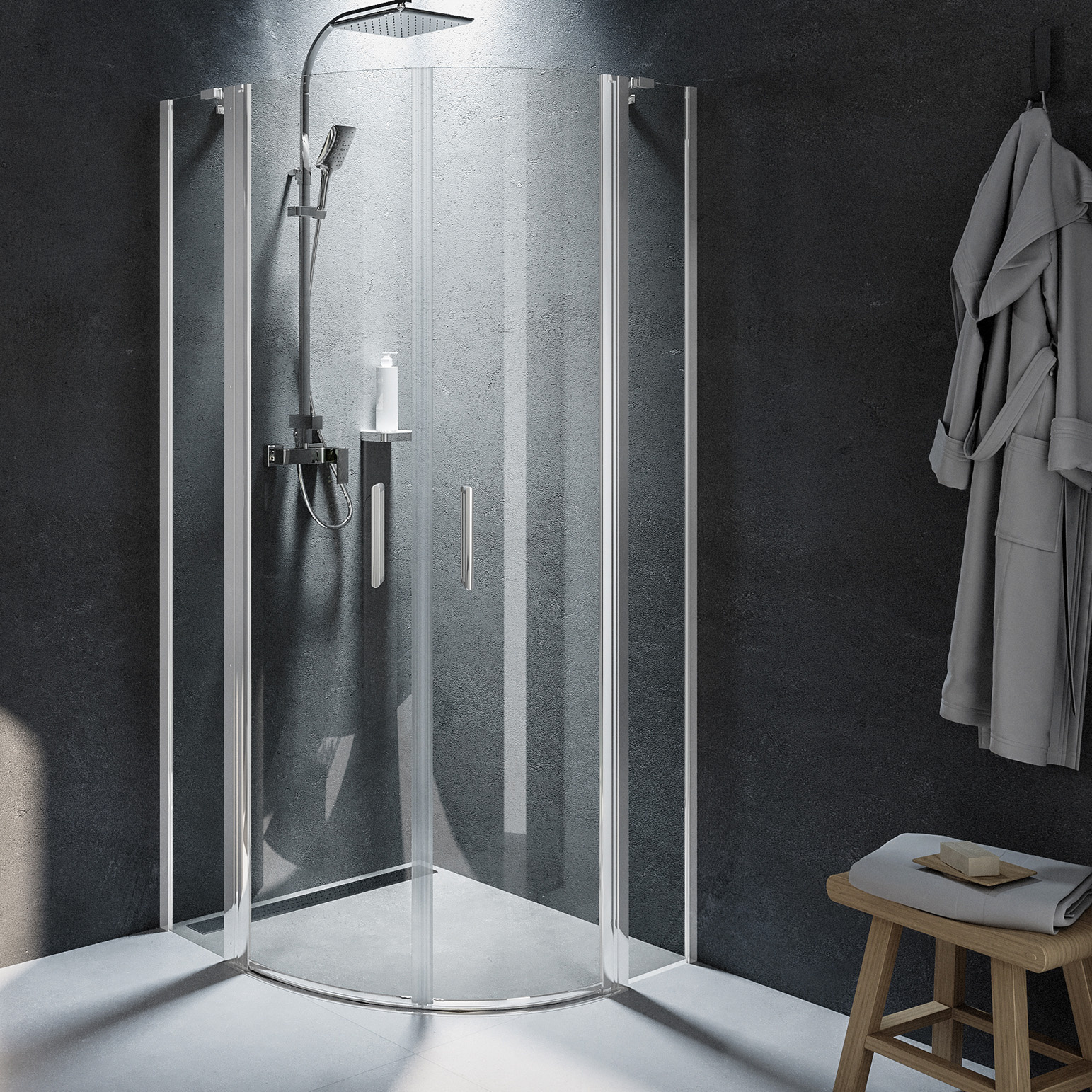 Riho Novik Z309 kwartronde douchecabine 85x85cm chroom