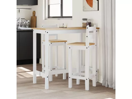 Chaises de bar lot de 2 blanc bois de pin solide