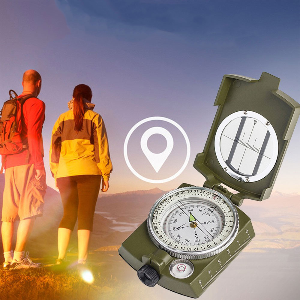 Faltbarer Taschen Kompass Outdoor Survival Navigation mit Umhängeband zum Wandern / Campen - Grün