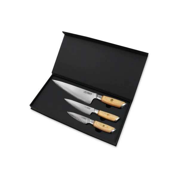 Coffret 3 couteaux de cuisine Fukito Pakka San Mai Fukito
