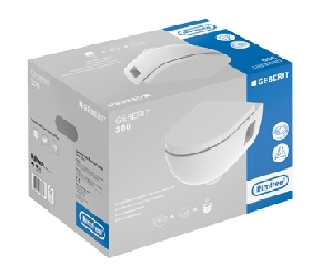Geberit 300 Basic 28 hangend randloos toilet met softclose zitting wit glans