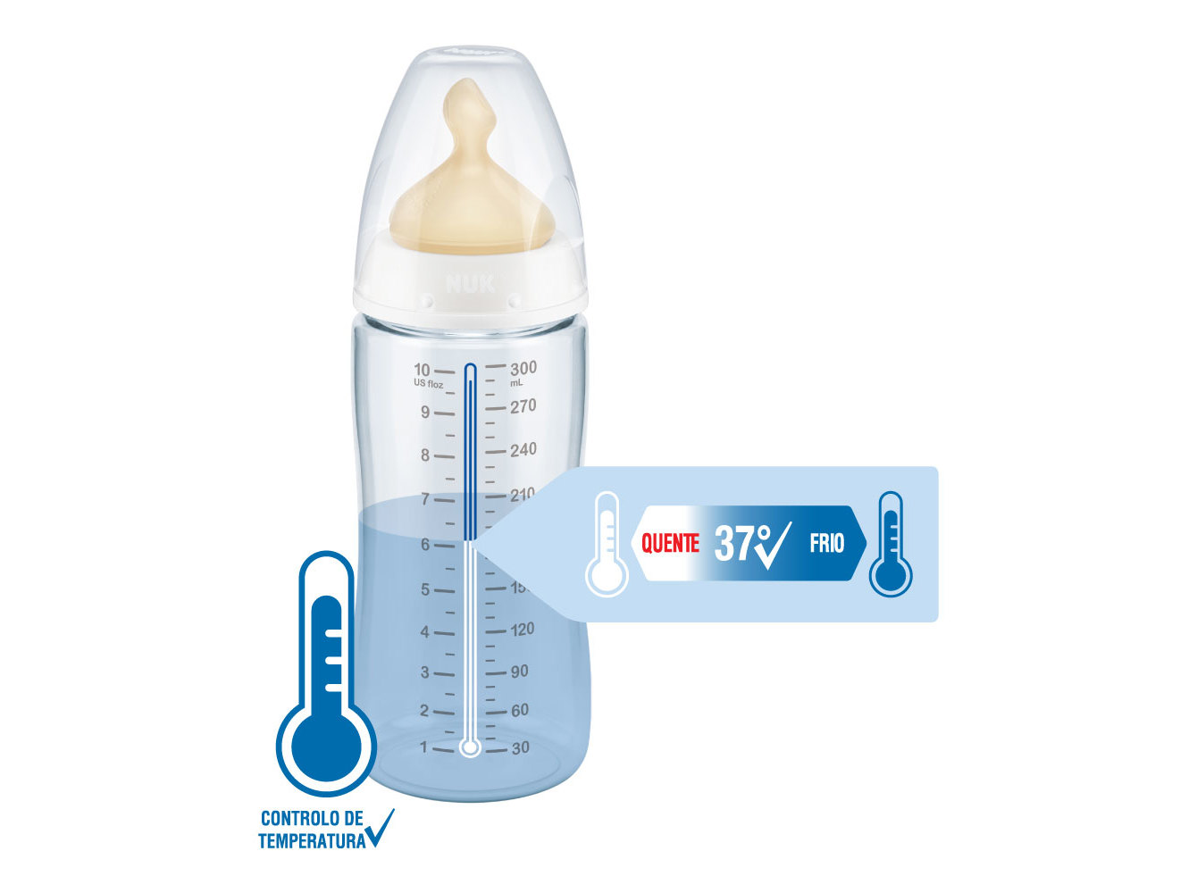 BIBERÃO NUK FC LATEX 6-18M MÉDIO TEMPER 300ML