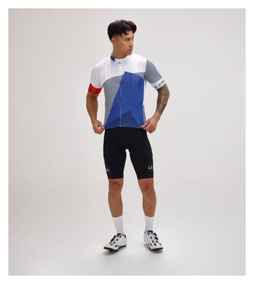 Maillot Manches Courtes Le Col Sport Léger Bleu/Blanc