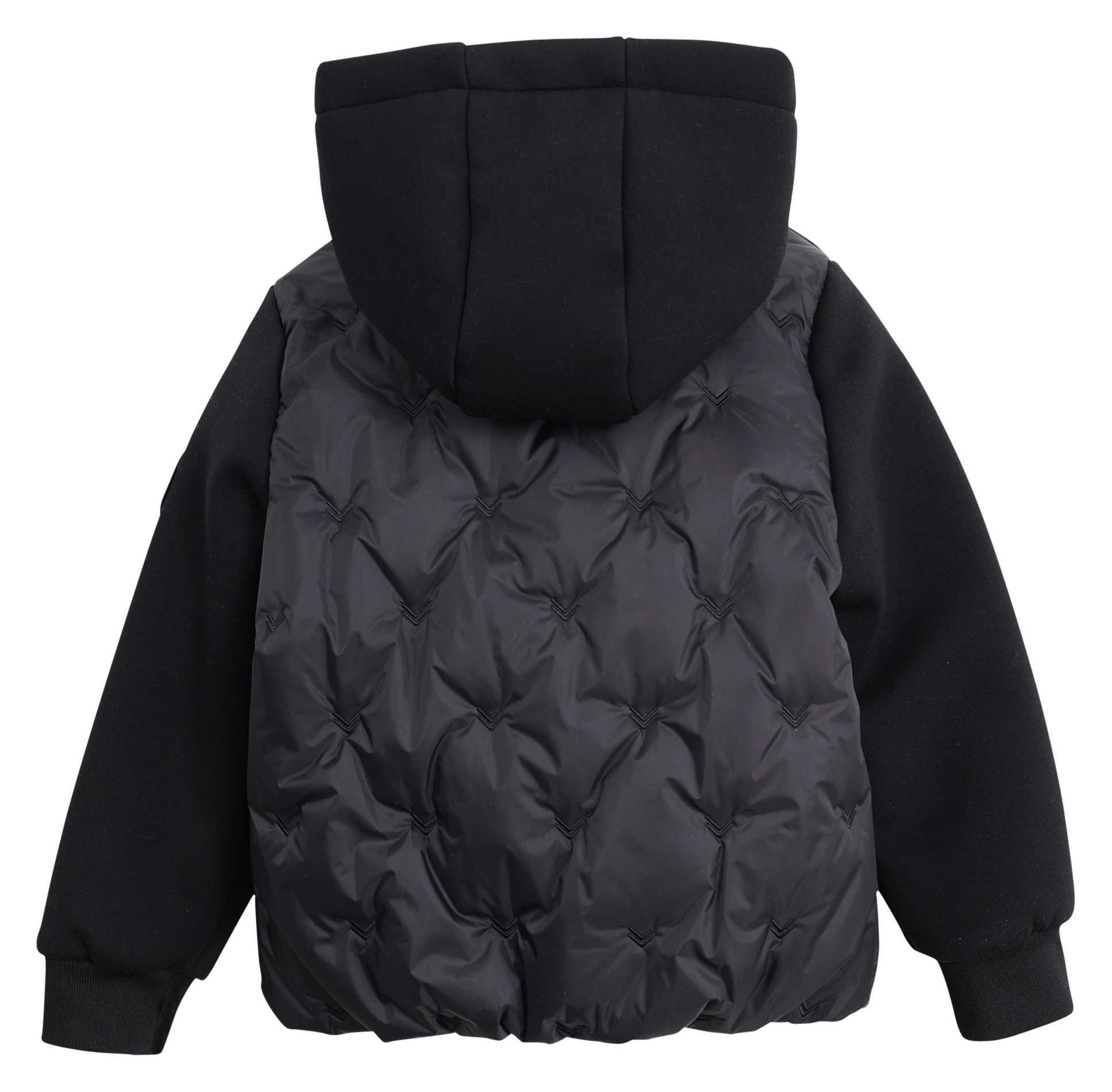 Doudoune droite bi-matière | Noir