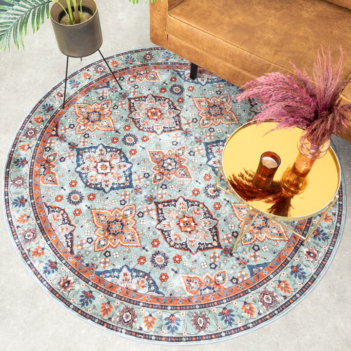 Rond vintage vloerkleed - Imagine Oriental Groen | Rijk