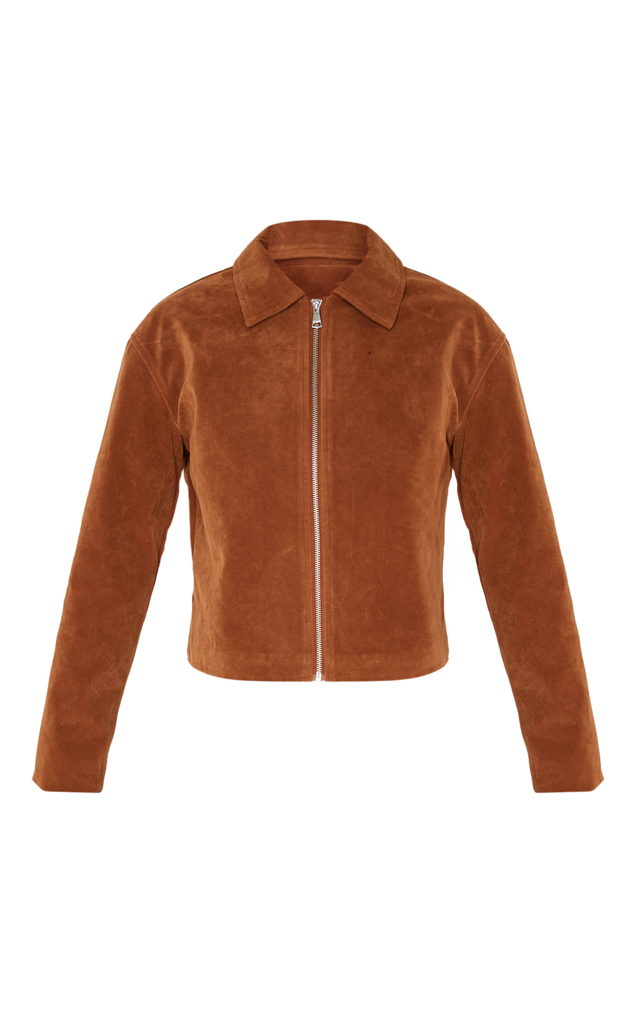 Marron Veste En Synthétique À Fermeture Éclair