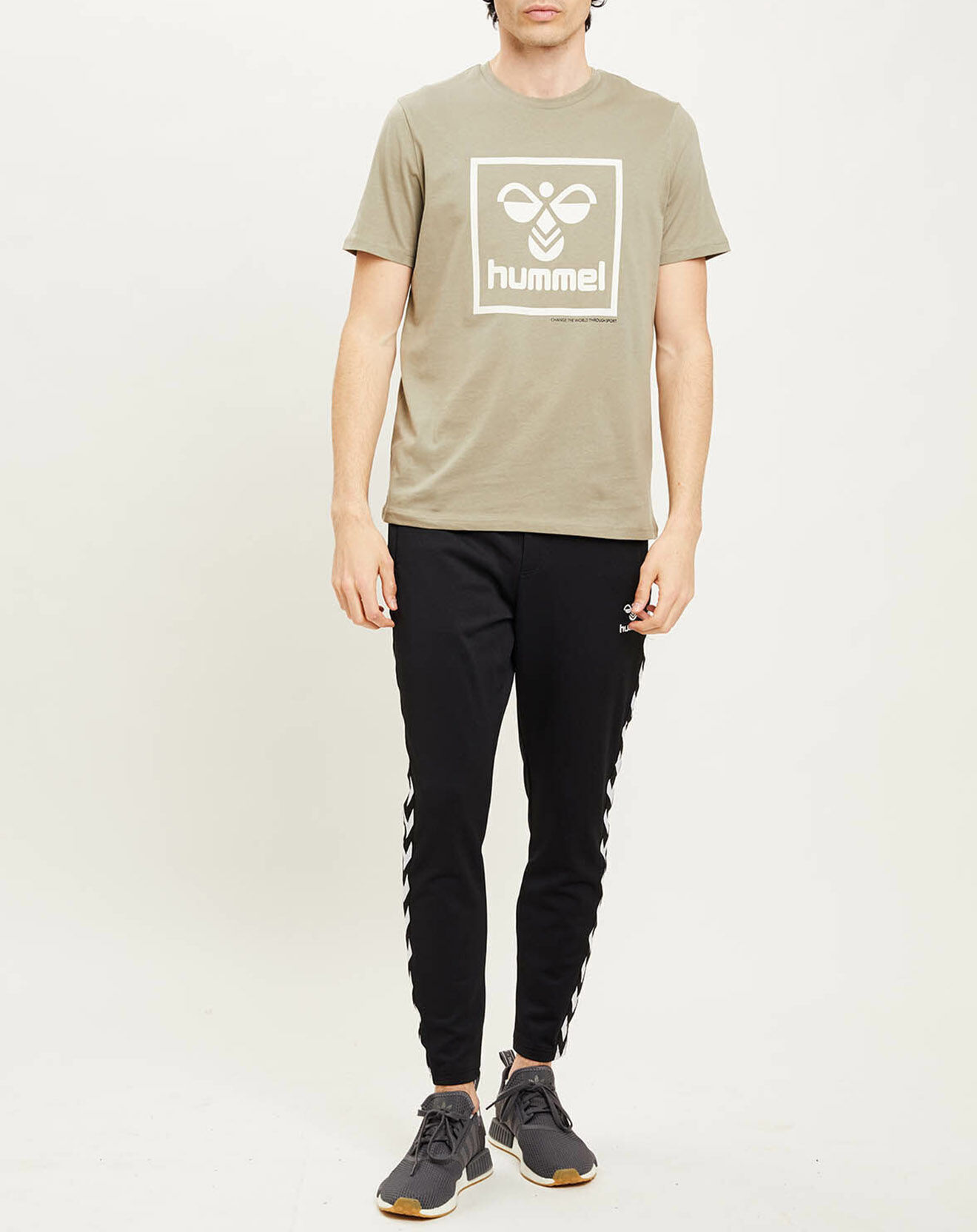 Hummel T-Shirt en Coton organique à gros logo kaki clair