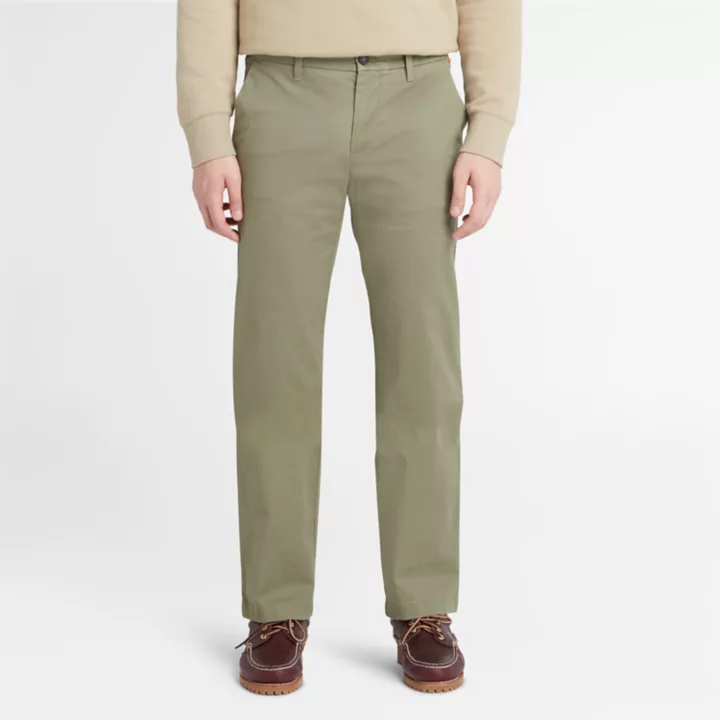 Pantalon chino en sergé extensible pour homme en vert