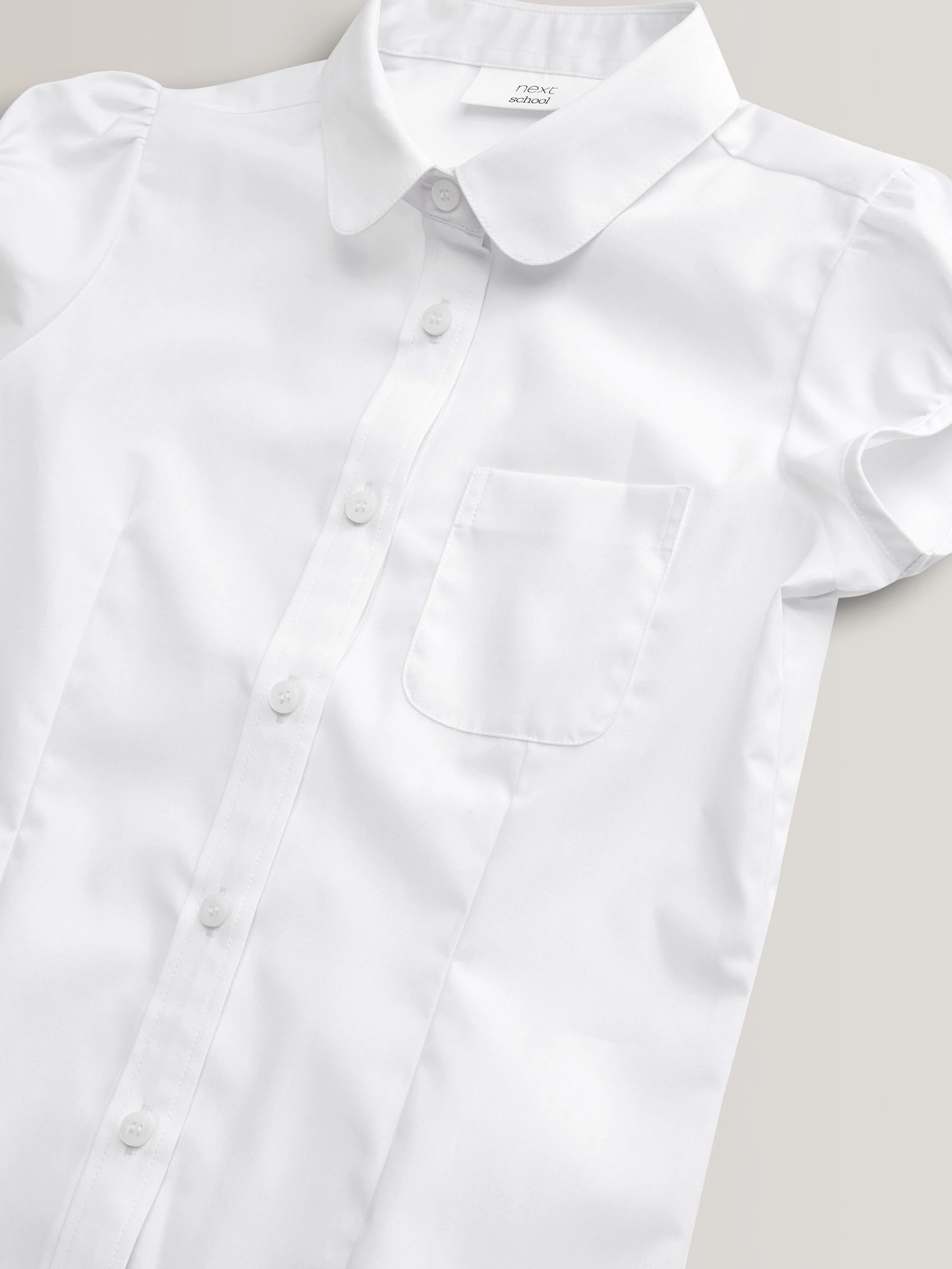 Wit - Schoolblouse met pofmouwen (3-16 jr)
