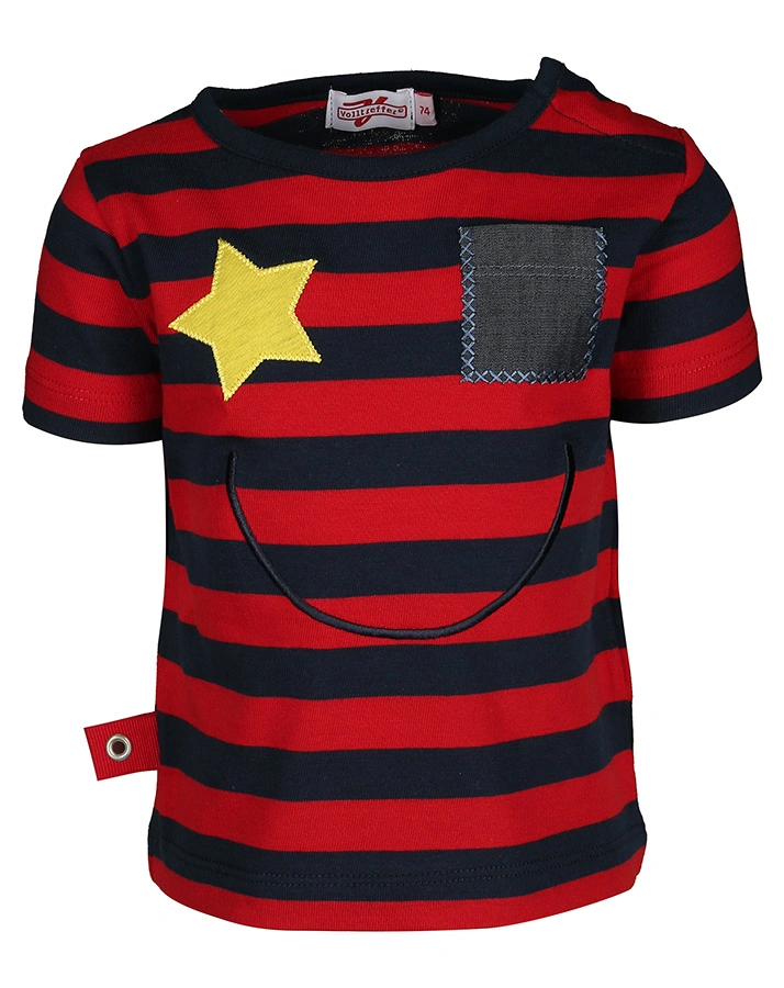 T-Shirt SMILEY gestreift in dunkelblau/rot