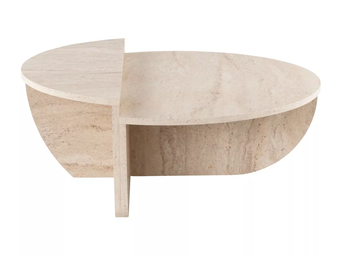 Lot de 2 tables basses - Effet travertin beige - ALOEVA