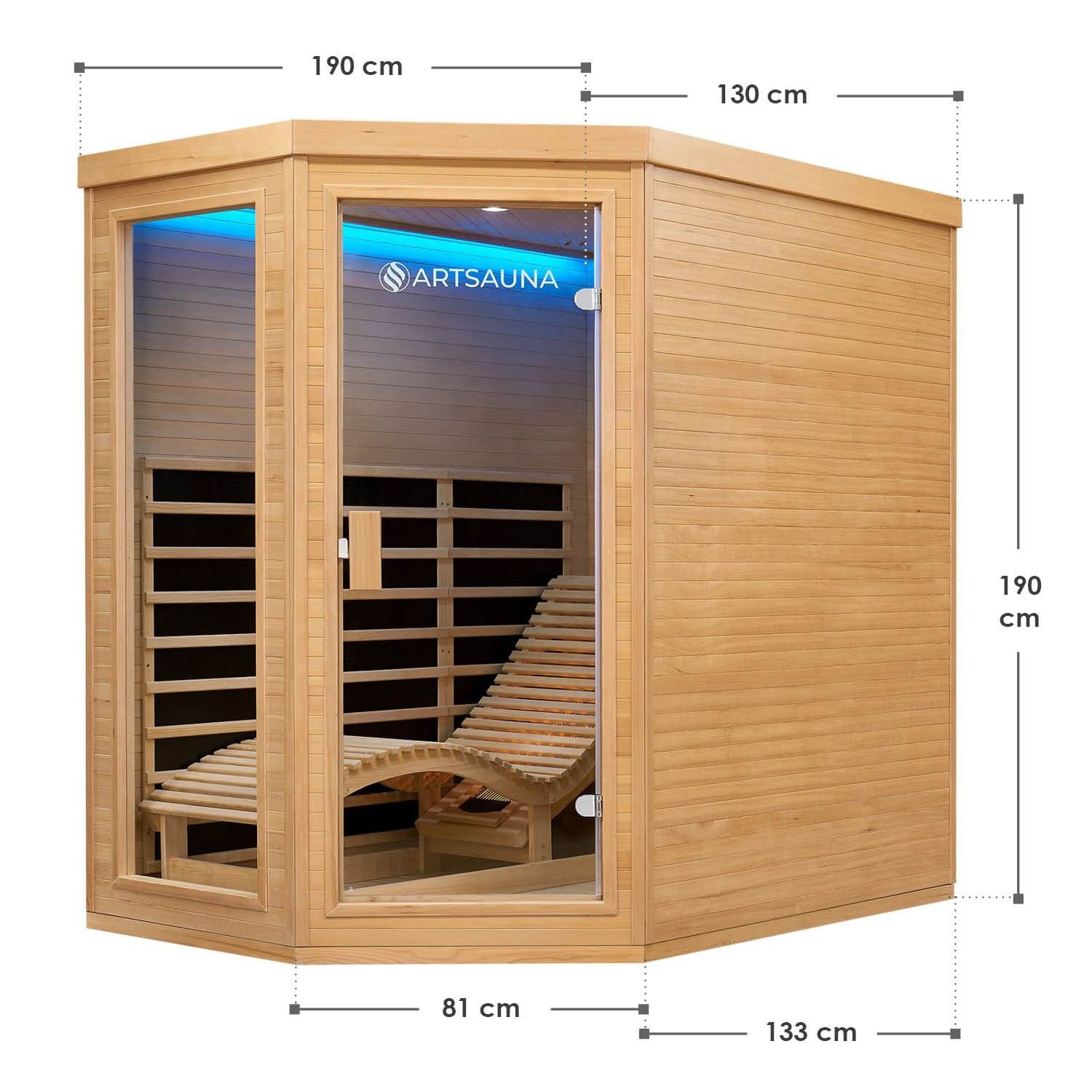 Artsauna Infrarotkabine Wärmekabine Kolding mit Triplex-Heizsystem & Hemlockholz