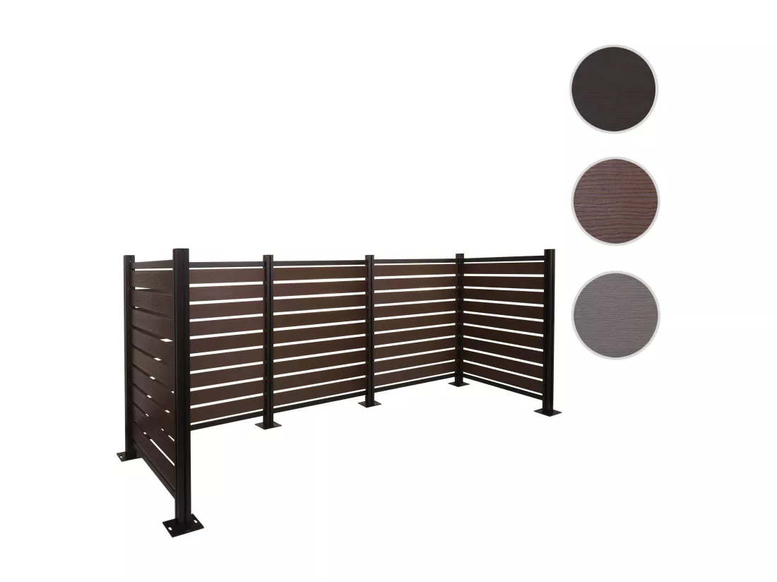 Clôture pour poubelles en aluminium MCW-K57, marron