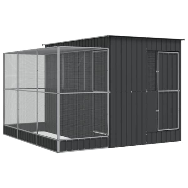 vidaXL Voliere med forlengelse sølv 290x303x216 cm stål