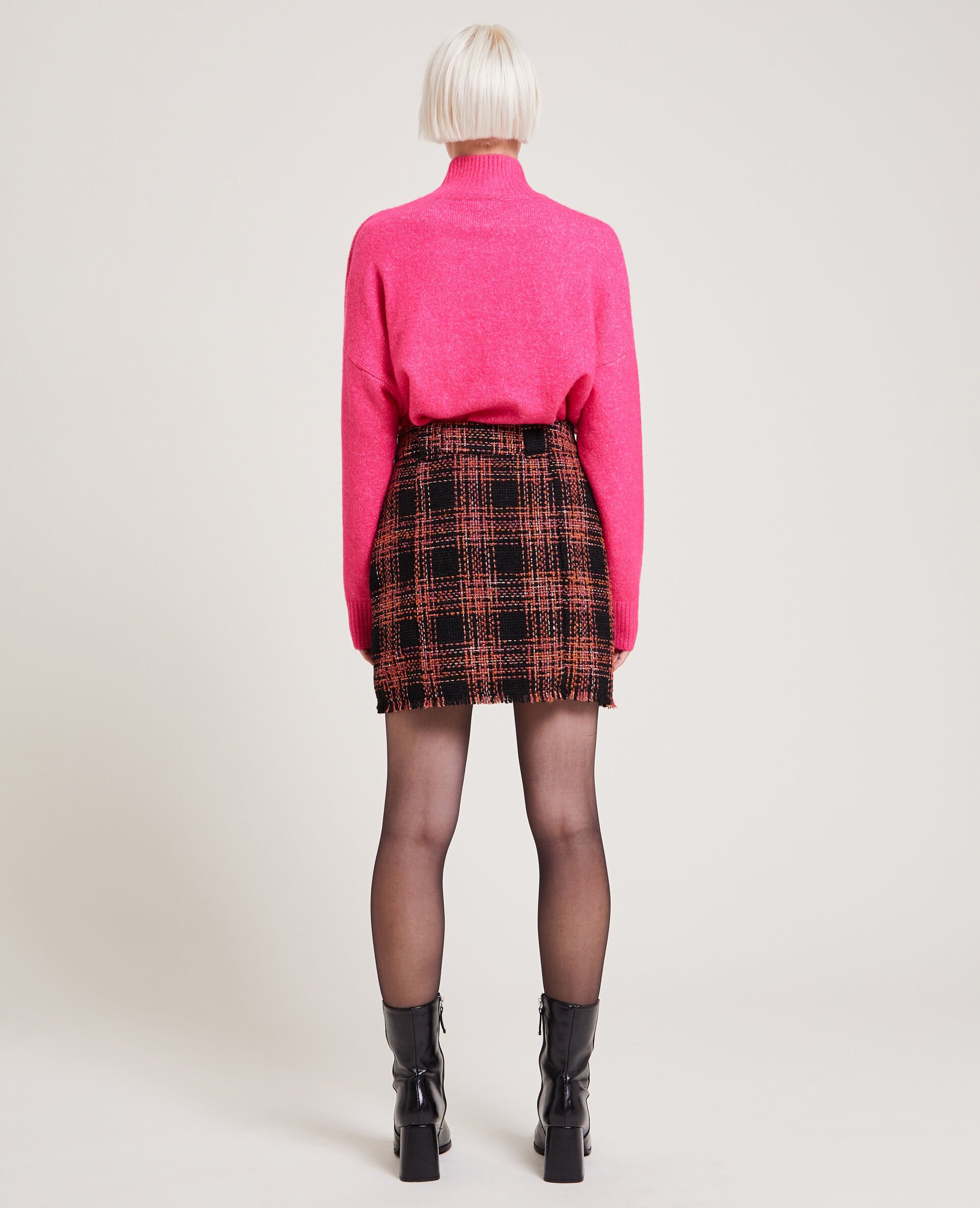 Jupe courte en tweed - Noir