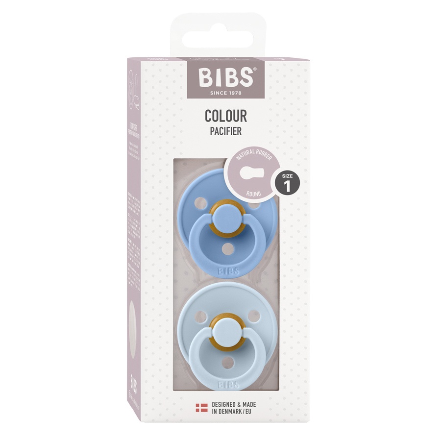 BIBS Pacifier Colour Latex Sky Blue/Baby Blue Size 1 2pcs