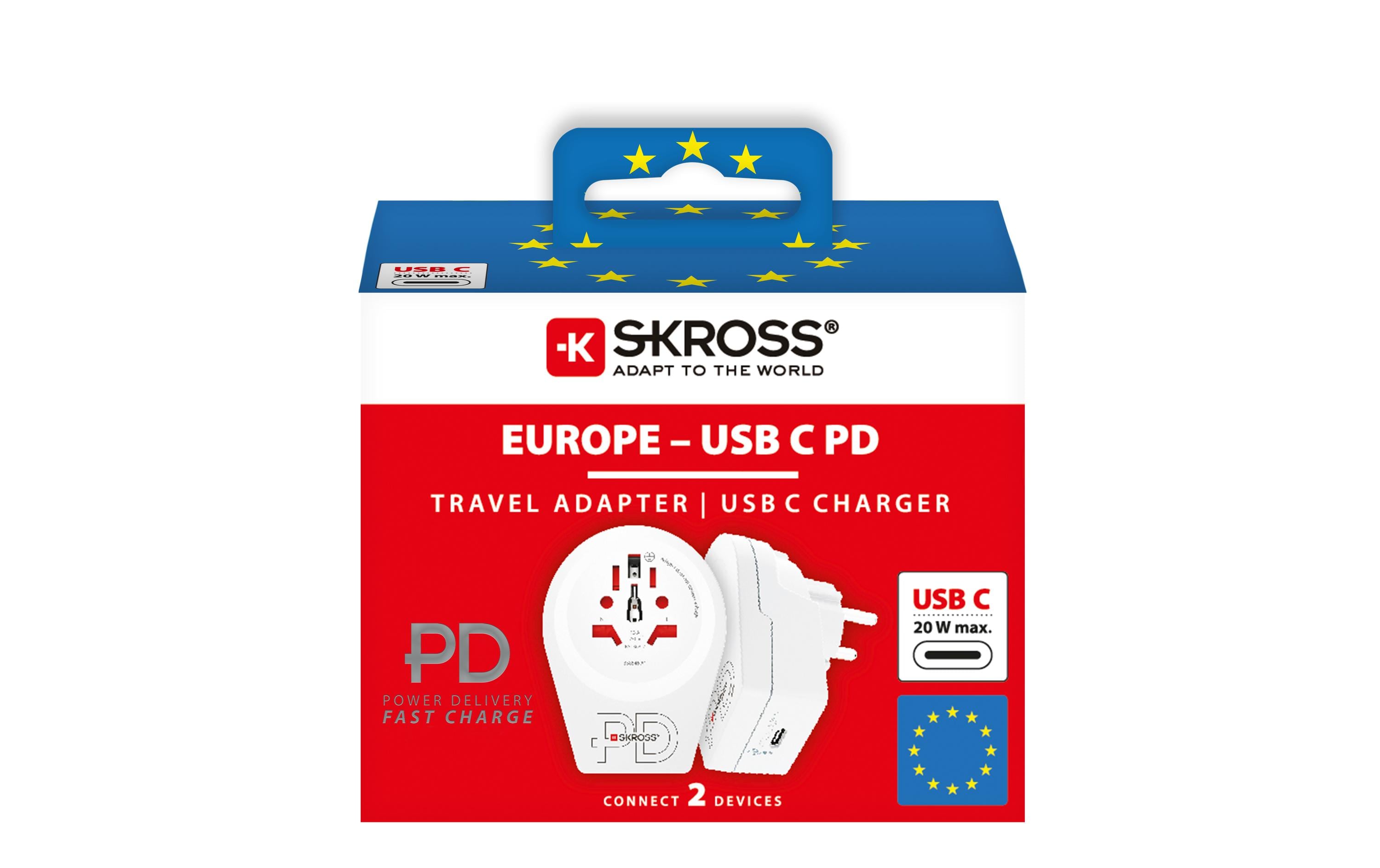 Reiseadapter Country World / Europe, USBReiseadapter für 2- und 3-polige Geräte