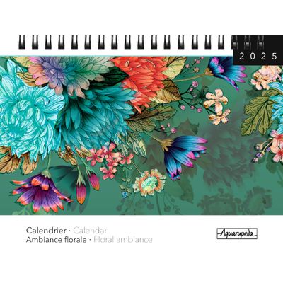Calendrier mensuel à spirales 16x18 cm - Ambiance florale