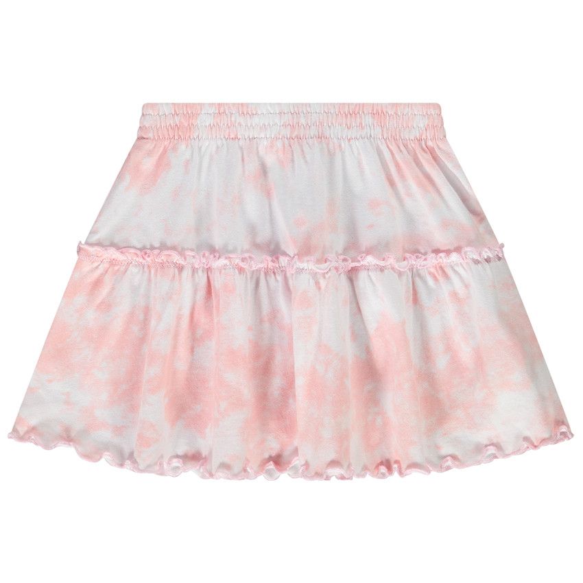 Jupe courte effet tie & dye en jersey pour fille - Rose