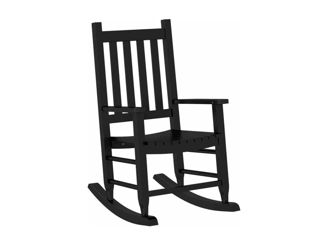 Chaise à bascule enfants noir bois de peuplier massif