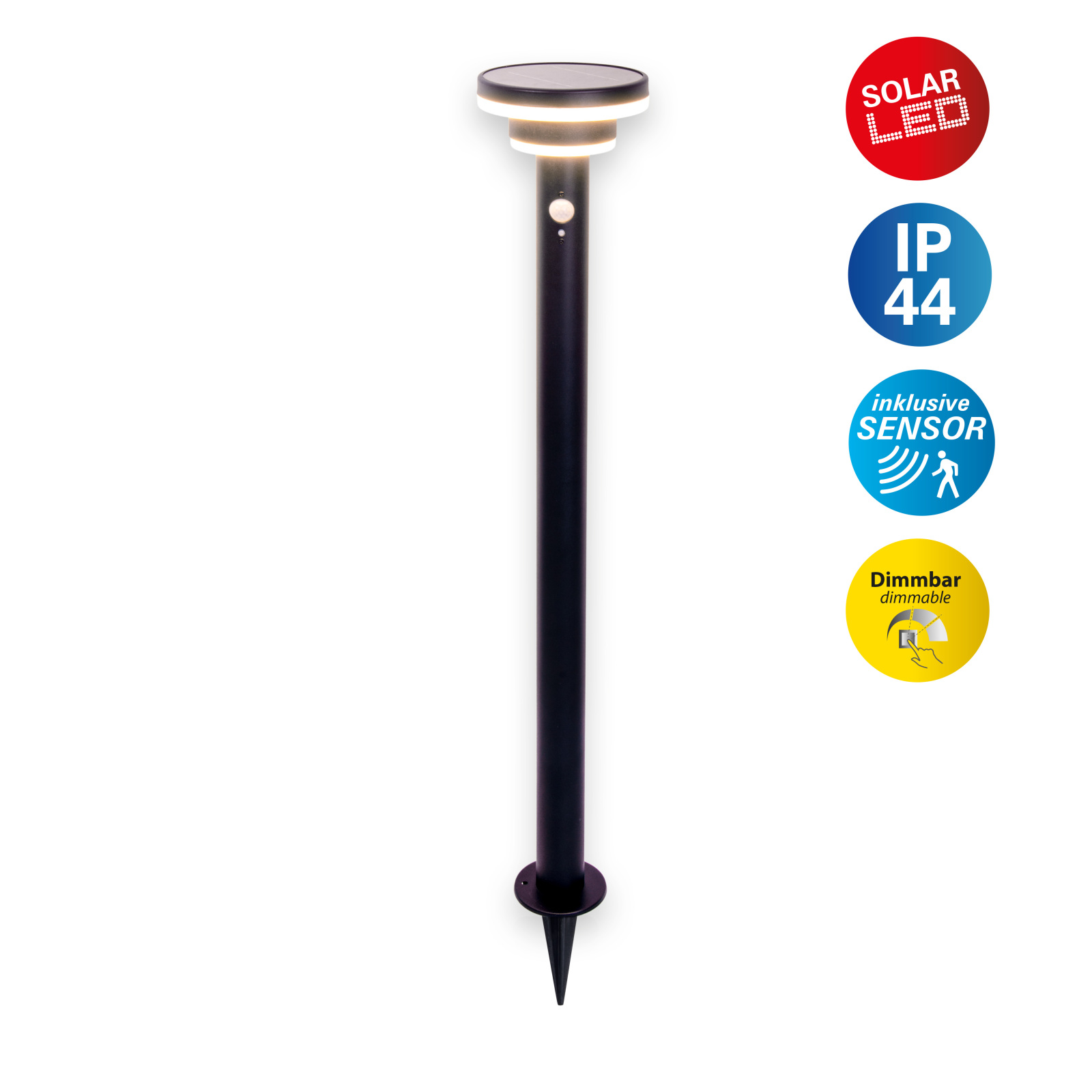 LED-Solar-Stehleuchte NORA - schwarz - 86 cm
