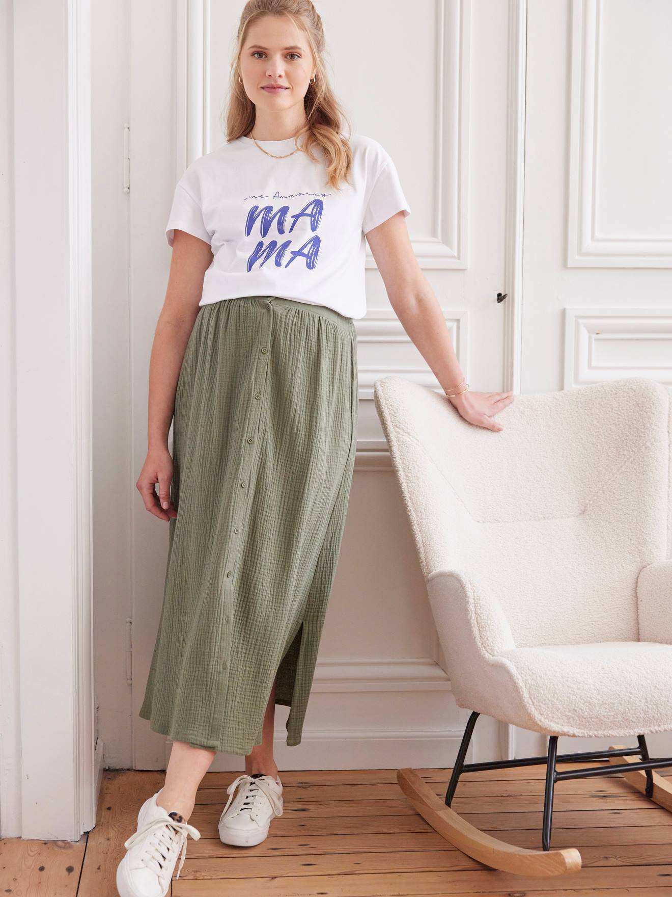 Camiseta de maternidade com mensagem autêntica