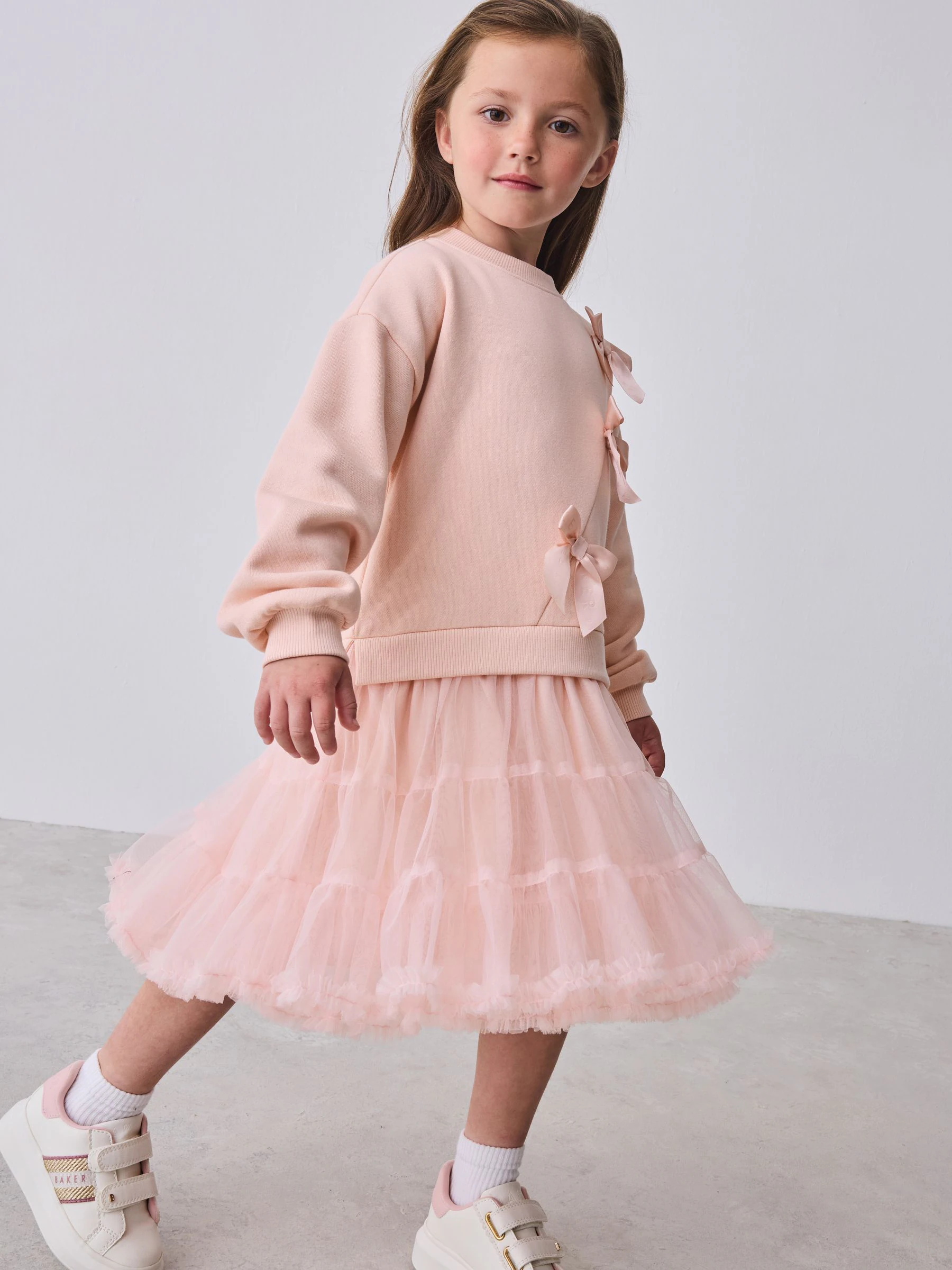 Roze - Baker by Ted Baker Mesh Skirted Sweat Mockable Dress