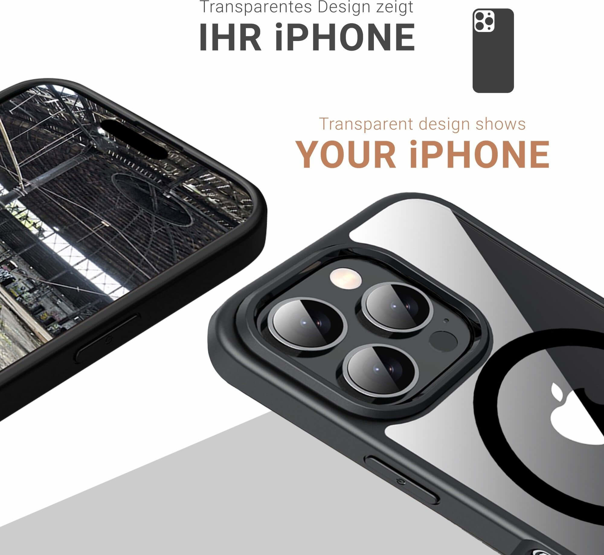 iPhone 16 Pro MagSafe Hybrid Hülle TPU Bumper   Acryl Rückseite Pankow Hybrid (11100) - Schwarz / Transparent