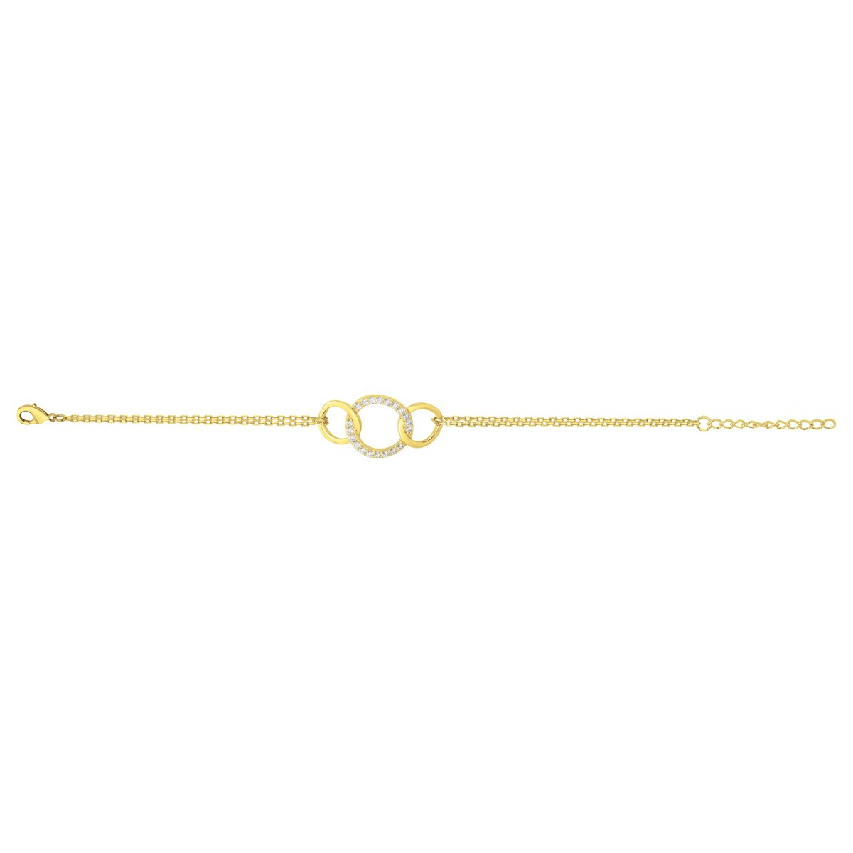 Bracelet souple mono-motif en Plaqué Or avec oxyde de zirconium blanc
