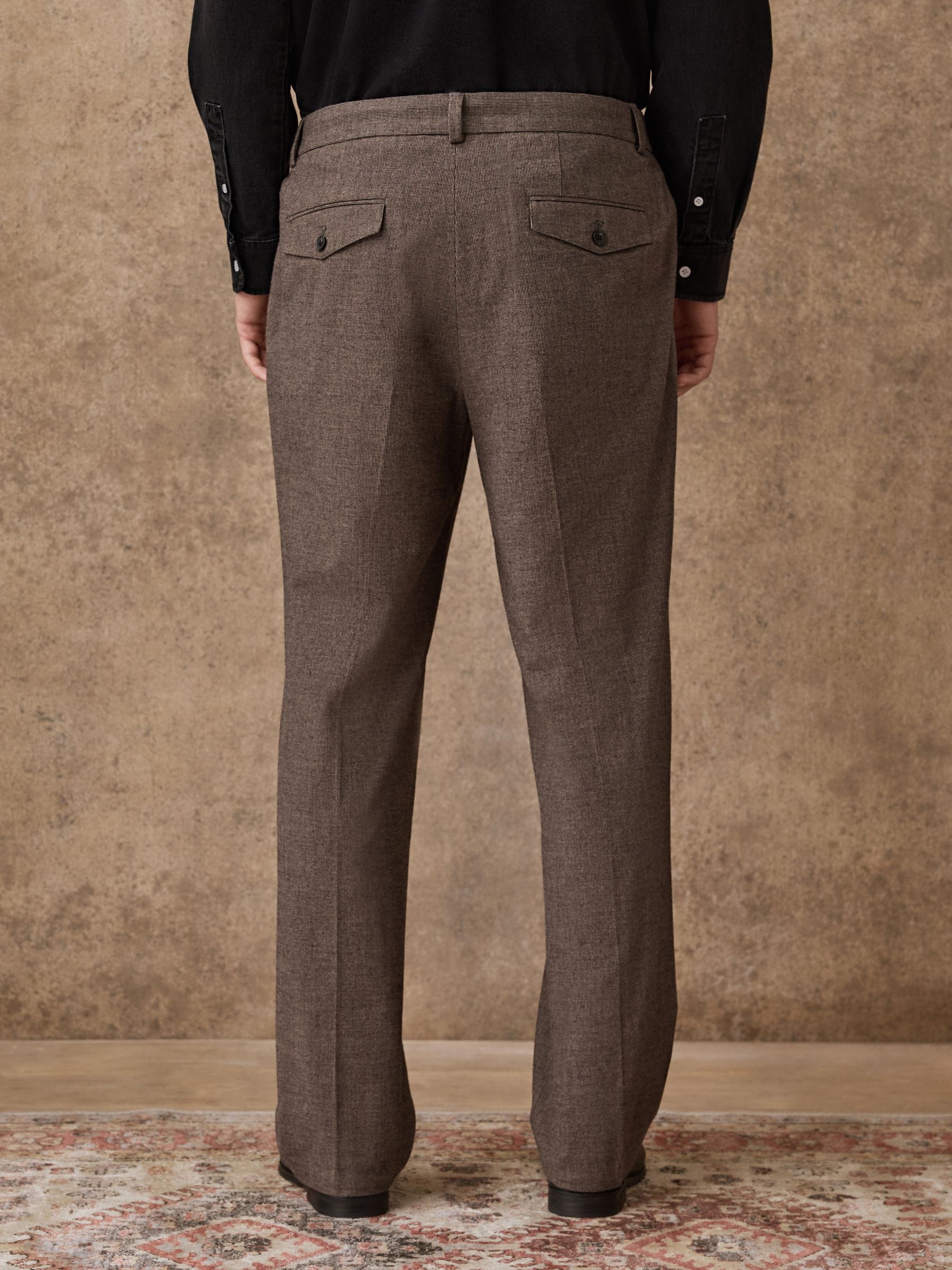 Bruin - Regular Fit Smart Brushed Cotton Textured Trousers