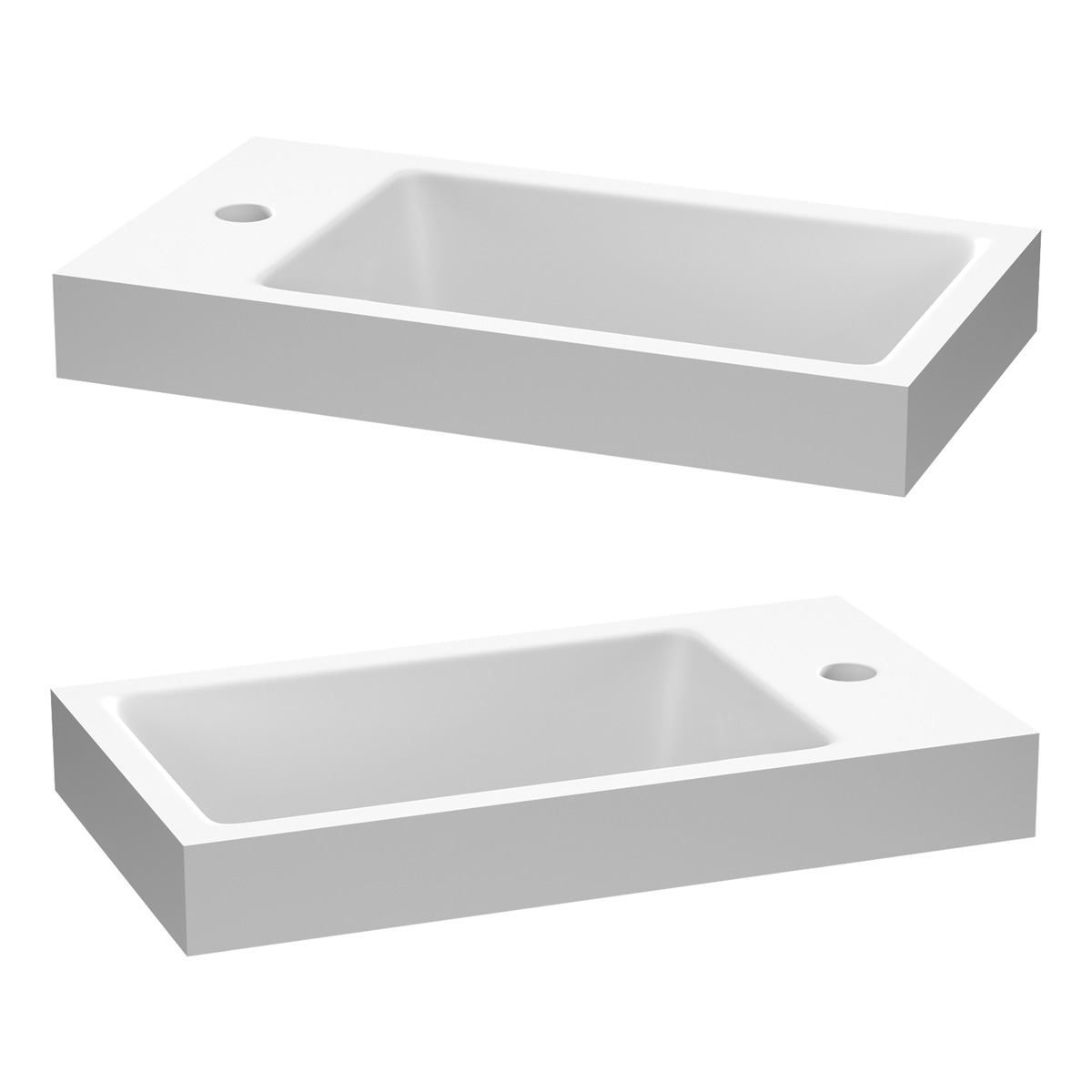 Brauer Solar Medium fontein mineraalmarmer 40x22cm met kraangat wit mat