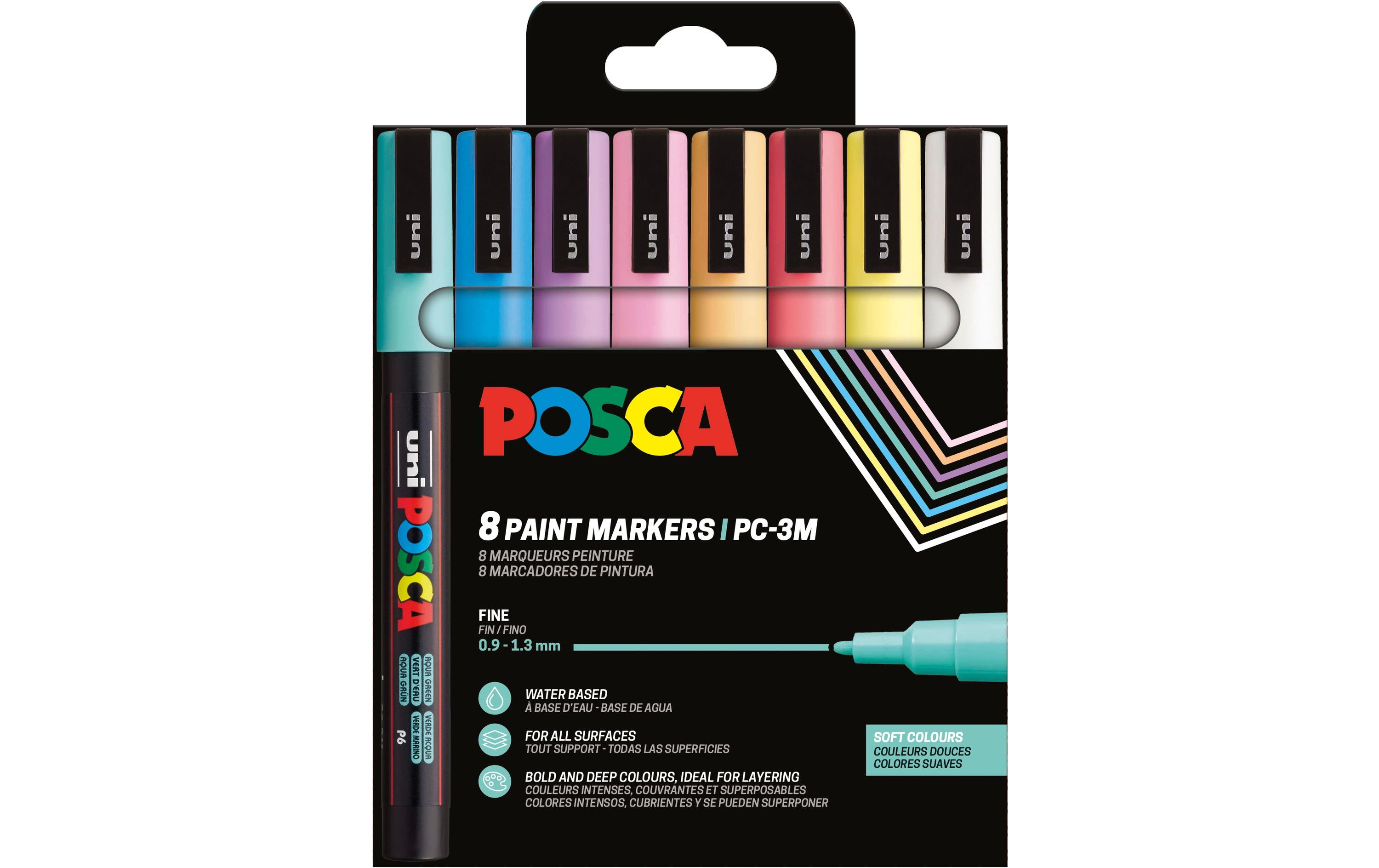 Permanent-Marker POSCA Softcolors 0.9 - 1.3 mm, 8 StückMarker-Set