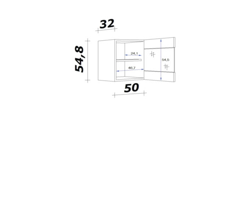 Flex Well wandkast met glazen deur Cara BxDxH 50 x 32 x 54,8 cm eiken design mat gedemonteerd scharnier omkeerbaar (links of rechts te monteren)