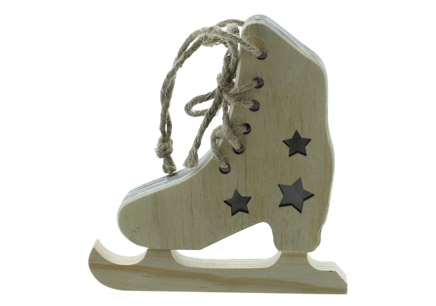 FRANK FLECHTWAREN | LED-schaatssterontwerp, 16,5 x 15 x 2,5 cm, BEUKEN, ACRYL, JUTE