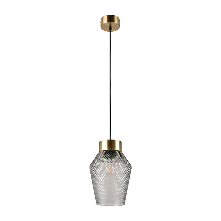 Suspension Acerola verre sculpté IP20 E27 60W H.28 x Ø19 cm fumé Corep