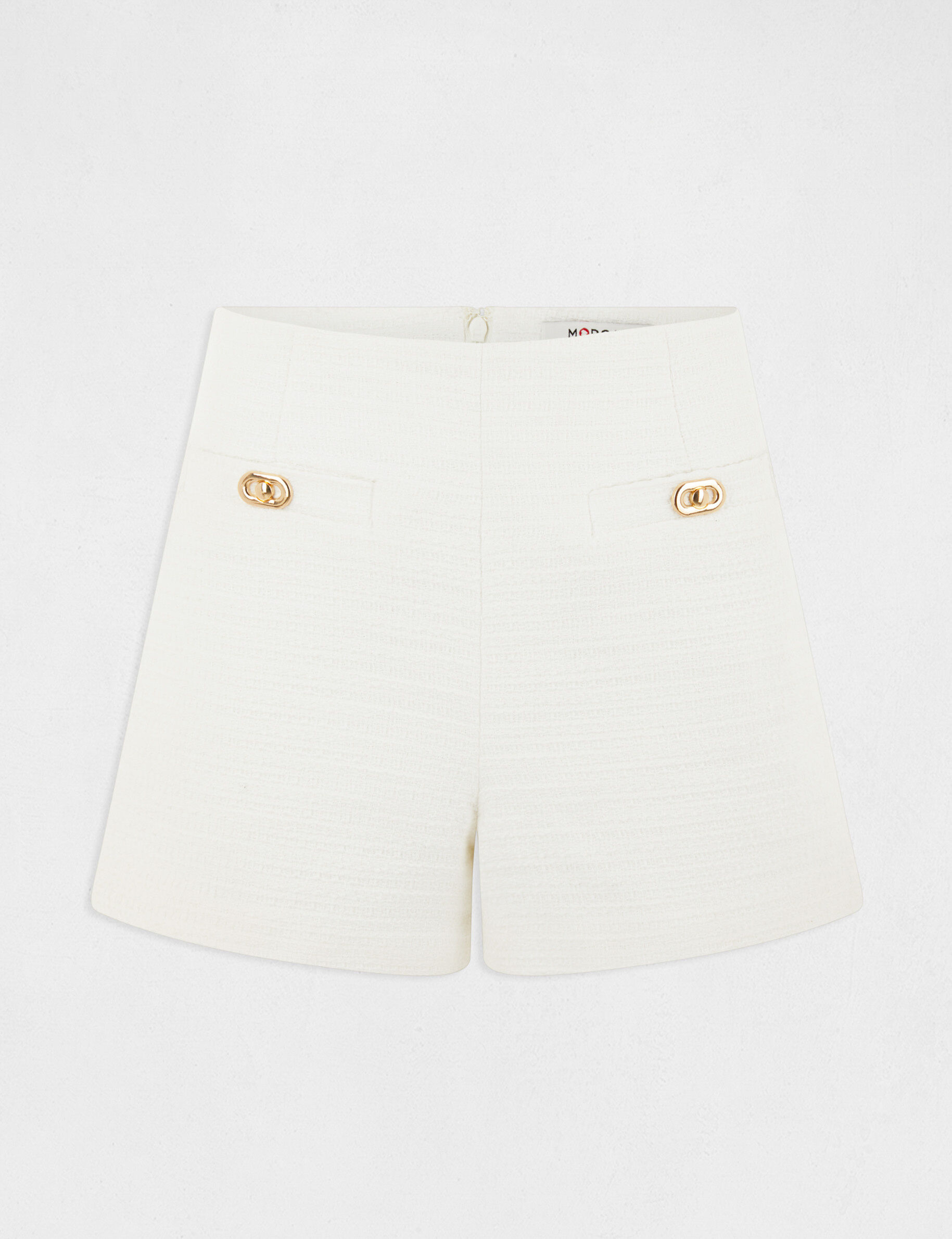 Short ajusté ornements métalliques ecru femme - ecru