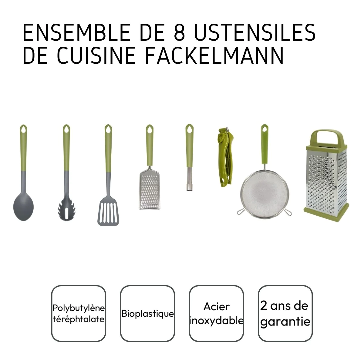 Ensemble de 8 ustensiles de cuisine Gamme Zéro Fackelmann