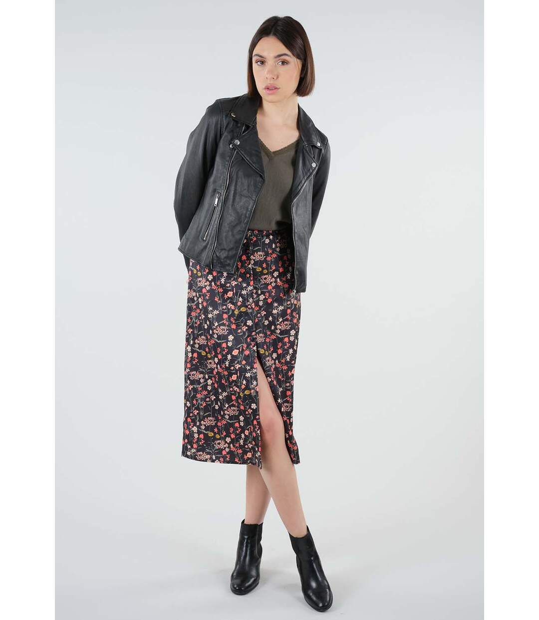 Blouson en cuir style motard NYAH