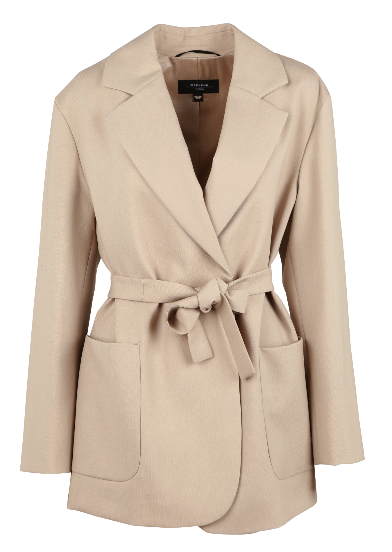 Veste col tailleur en laine vierge | Beige