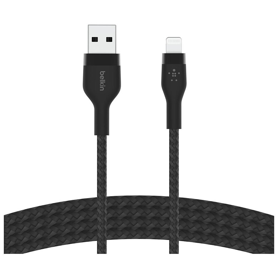 Belkin Boost Charge Pro Flex Câble silicone tressé USB-A vers Lightning (noir) - 2 m