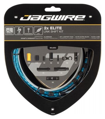 Kit Câbles et Gaines pour Dérailleurs Jagwire 2x Elite Link Shift Kit Bleu