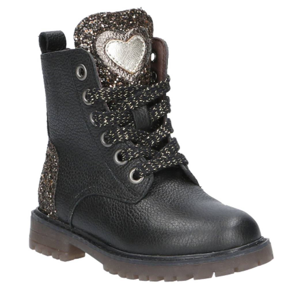 Clic! leren veterboots zwart