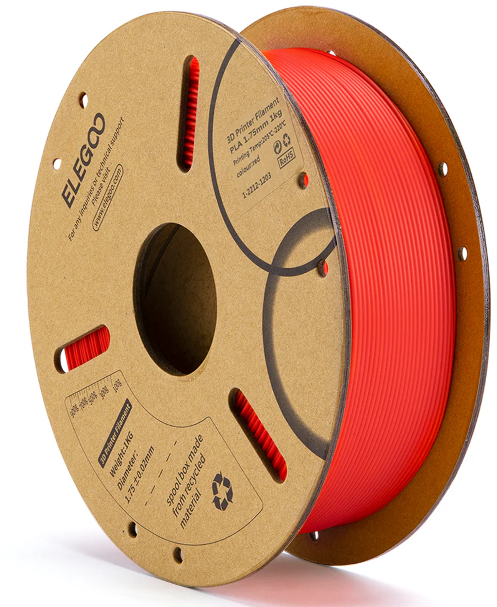Elegoo  PLA Rot, 1,75 mm / 1000 g    Anfängerfreundliches PLA in Rot