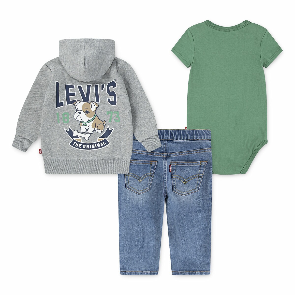 LEVI'S KIDS<br>Conjunto de 3 peças (body + moletom com zíper + calça jeans)